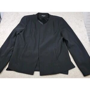 Eileen‎ Fisher Blazer Womens Size 12 Black Jacket Open Front Long Sleeve Solid